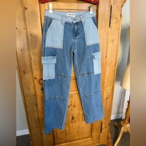 GoGo Jeans Utility Collection Two-Tone Denim Cargo Jeans Sz 0/24